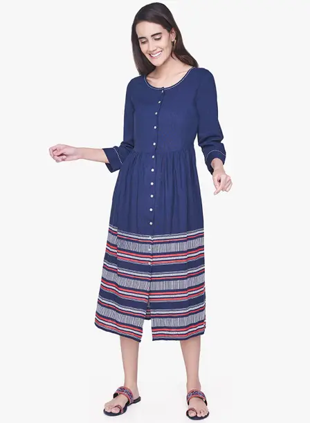 GlobalDesi - Boho Midi Dress